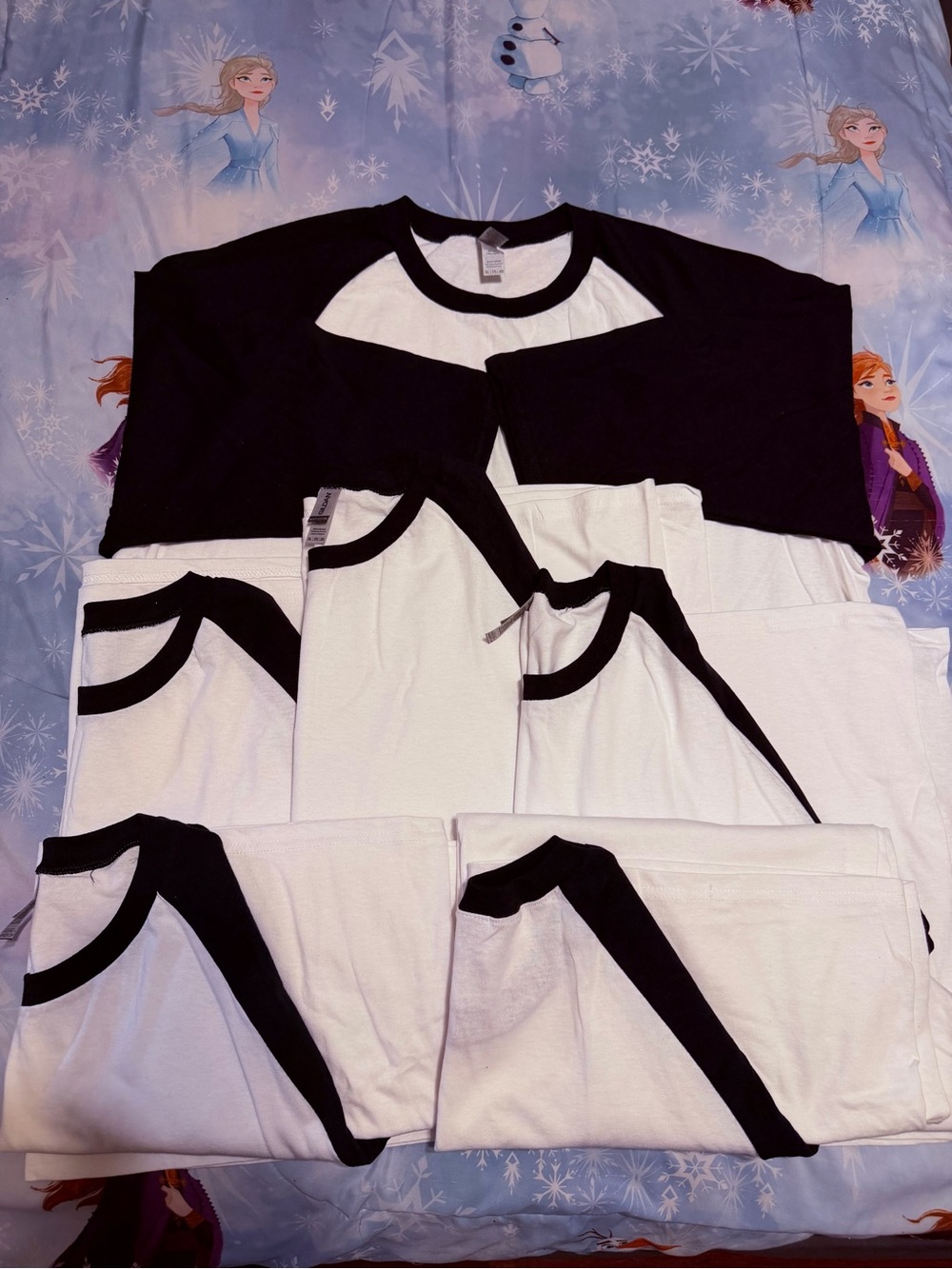 Gildan White Tee Bundle of 6 with Black Ribbed Neck